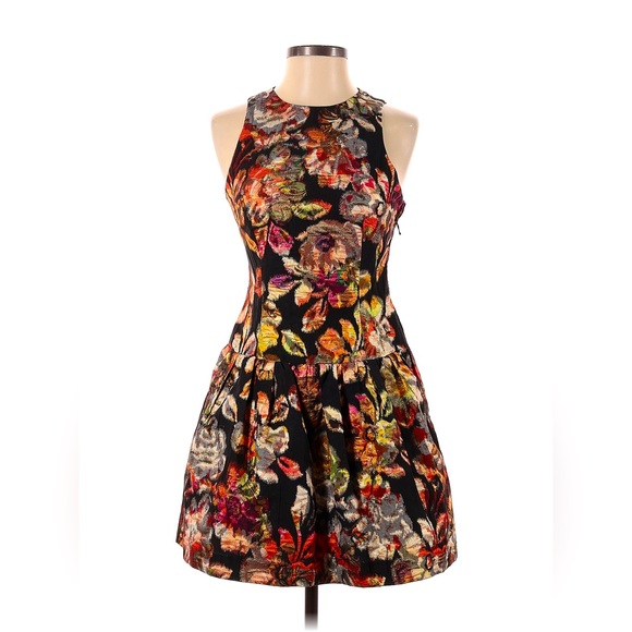 Anthropologie Leifsdottir Adelita Brocade Metallic Mini Dress Pockets - Picture 3 of 7